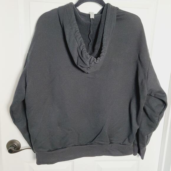 Alo Yoga Hoodie Womans Large Black Full Zip Sweatshirt Drawstring Logo Boxy - Picture 5 of 9
